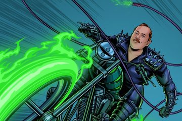 Sick Codes illustration of him on a motorcycle