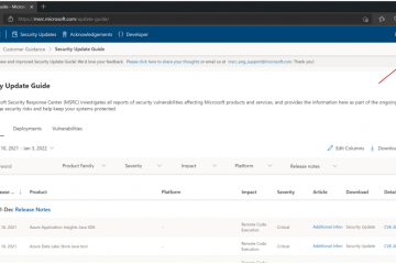 Security Update Guide Dashboard