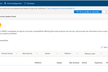 Security Update Guide Dashboard